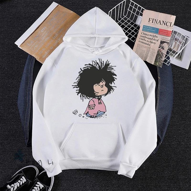 Naive Mafalda Толстовка в Корейском стиле топы или QUIERO с принтом кафе женская одежда Y2k