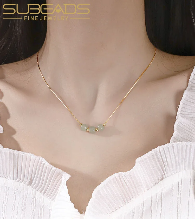 

Чокер женский Subeads из нефрита, с тремя бусинами
