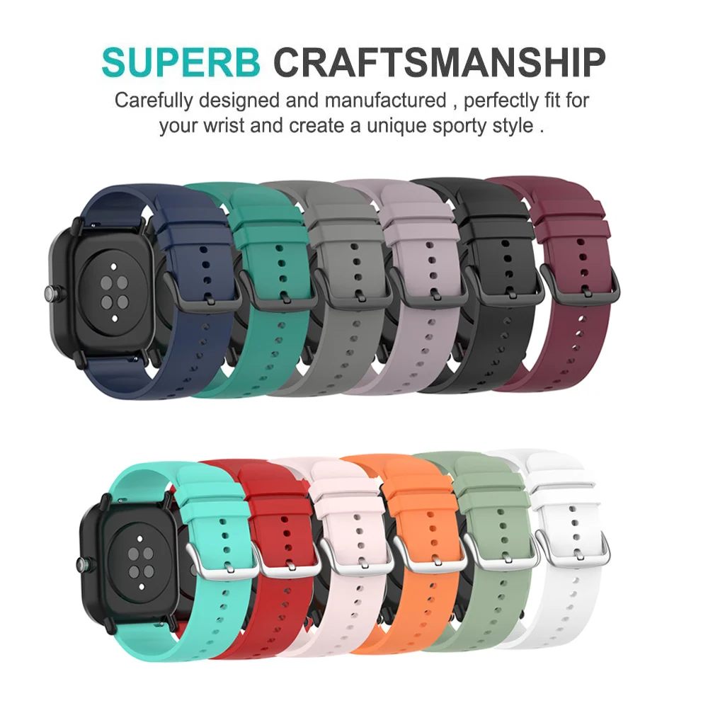 Ремешок силиконовый для Amazfit GTS 2 Mini сменный Браслет GTS/2e/GTS Bip/U Pro 20 мм | Электроника