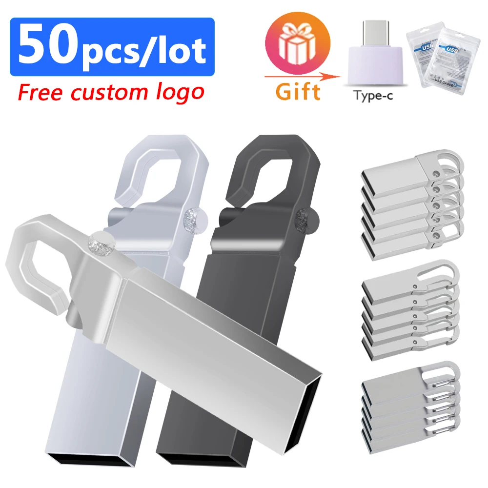 

50pcs/lot USB disk USB2.0 stick Pendrive metal usb flash drive 64G 32G 16G 8g memory usb stick drives high-speed flash drives