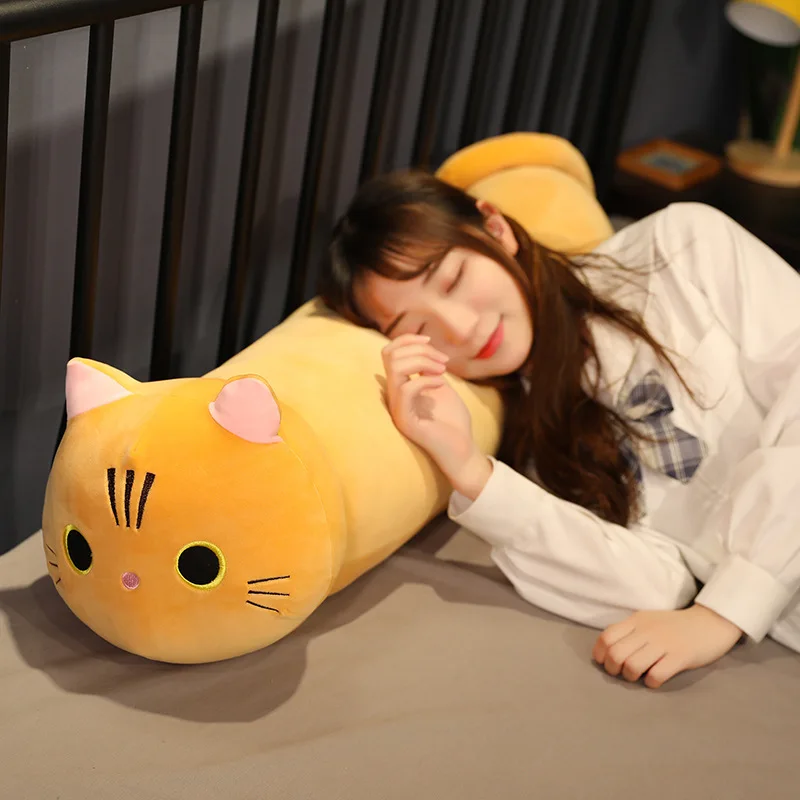 

Cartoon Animal Cute Stuffed Soft Cat Plush Toys Sofa Pillow Cushion Kawaii Round Eyes cat Doll Children Gift Bedroom Decoration