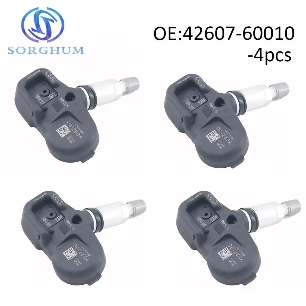 4 шт. датчик давления в шинах 433 МГц TPMS 42607-60010 подходит для Toyota Land Cruiser Prado C-HR Camry Le-xus |