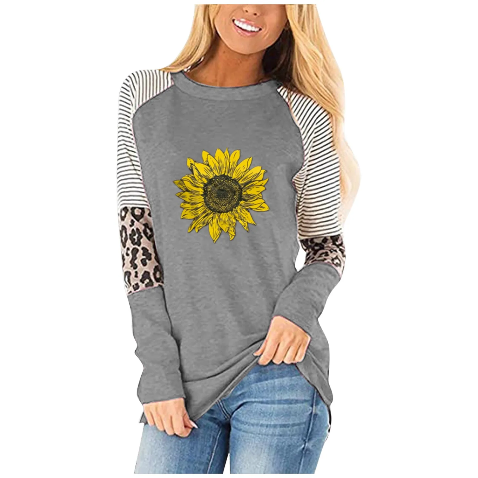 

Women Dandelion Elegant Blouses Summer Fashion Long Sleeve O-neck Printing Casual Blouse T-shirt Tops Women's Clothing Chemise