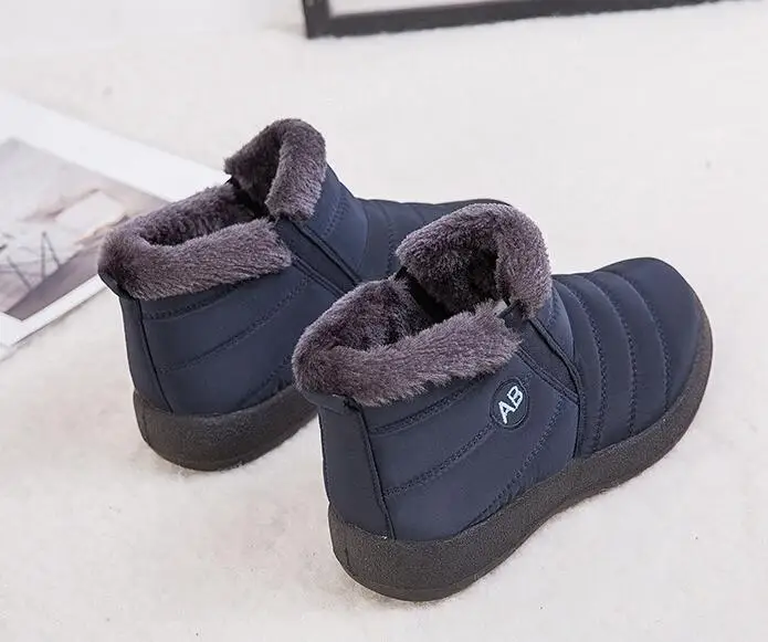 blue low Женские зимние ботинки; теплые короткие плюшевые зимние ботильоны на меху; женская обувь на молнии размера плюс; Женская Удобная обувь; Прямая поставка; C336 - Цвет: blue low