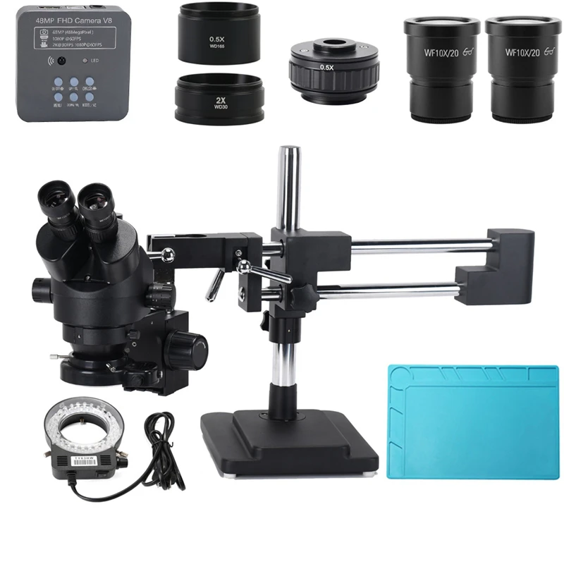 

3.5X-90X Double Boom Zoom Simul Focal trinocular Stereo Microscope 48MP HDMI USB Microscopio Camera Phone PCB Repair Tools