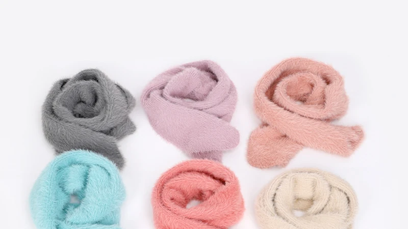 New Angora Mountain Wool Knit Scarf Autumn Winter Children's Solid Color Scarves Boy Girl Soft Baby Luxury Wraps Kids Cape