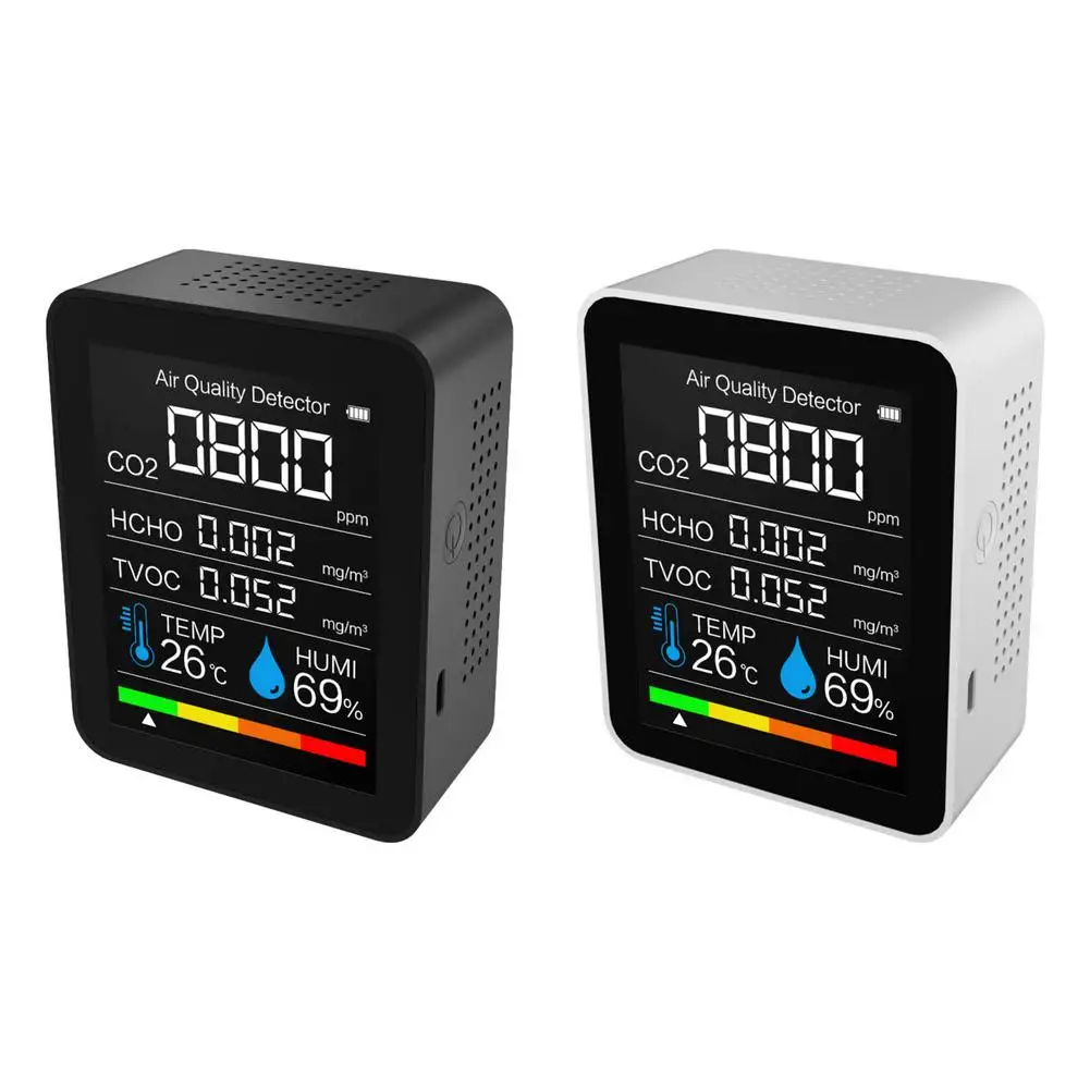 

Portable CO2 Detector Air Quality Detector Intelligent Air Detector Temperature And Humidity Sensor HCHO Detector Gas Analyzer