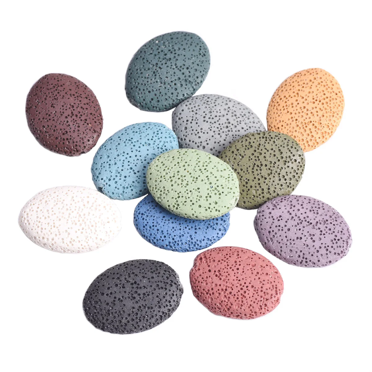 5 шт. большой натуральный вулканический лавовый камень, Плоские Овальные 32x24 мм, бусины россыпью, комплектующие для сережек