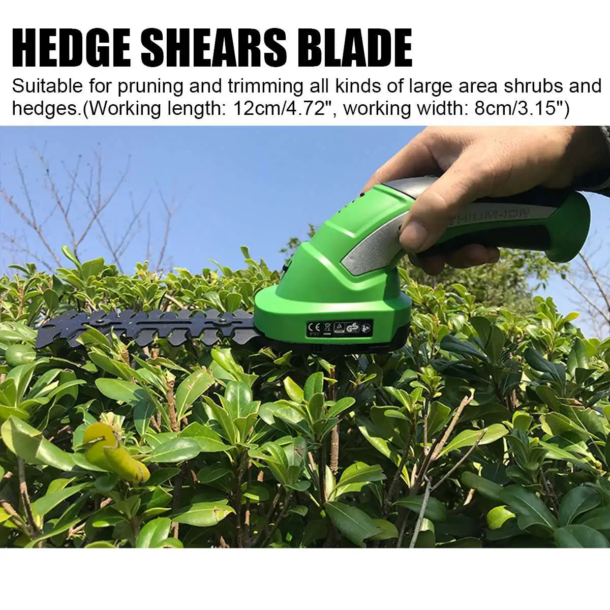 7.2V Electric Trimmer 2 in 1 Lithium-ion Cordless Garden Tools Hedge Trimmer Rechargeable Hedge Trimmers for Grass Shrubbery