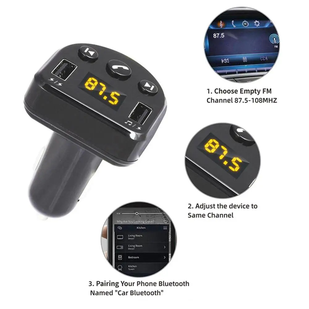 T852 Автомобильный MP3 умный двойной USB Bluetooth приемник плеер V5.0 + ED беспроводной