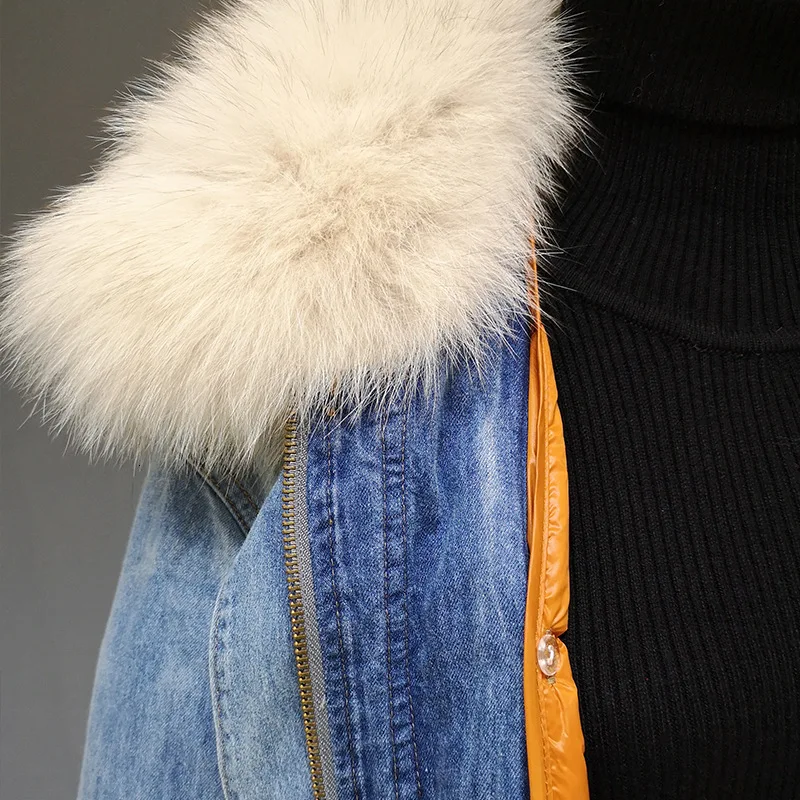 Новинка 2020 модная зимняя джинсовая женская парка куртки для свободного пальто