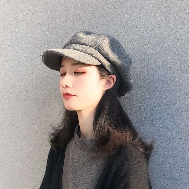 H3539 Women Warm Beret Hat Pure Color Retro Painters Cap Male Female Autumn Winter High Quality Fashion Casual Student Girl Caps