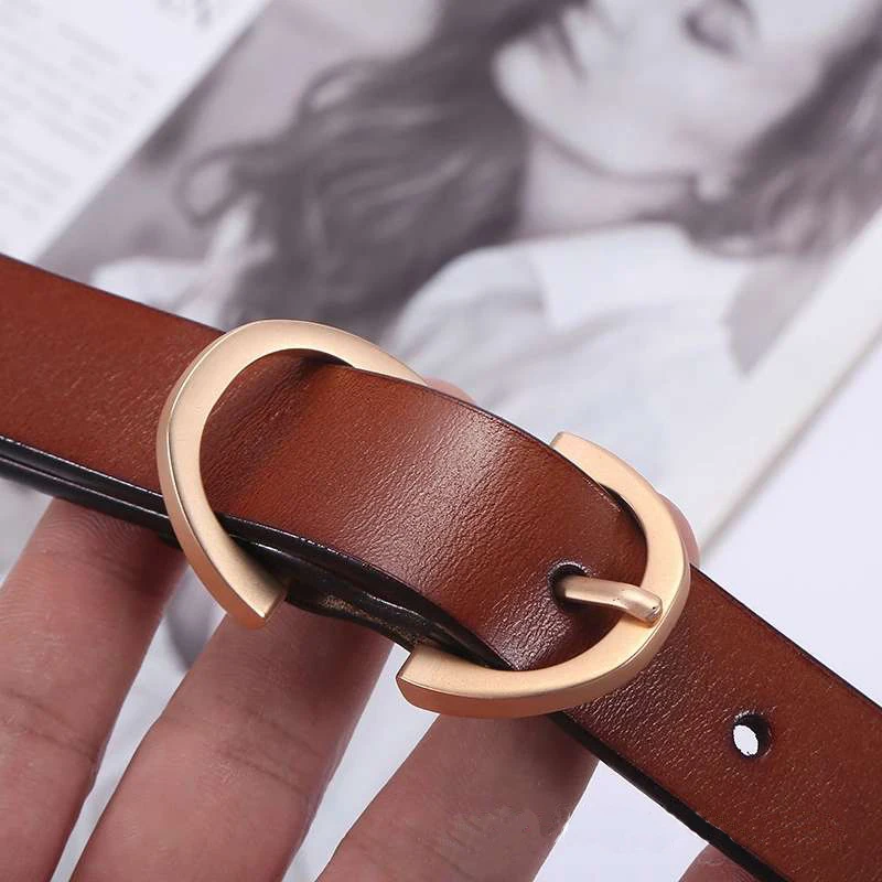 

2020 fashion new women belt corset dress gold alloy buckle adjustable belts Genuine leather material simple waistband