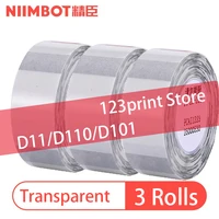3 rolls niimbot d11d110 thermal clear label name sticker waterproof self adhesive paper sticker jc printer label paper