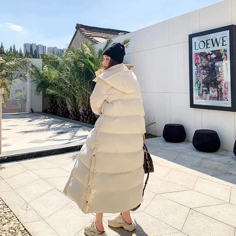 Длинная зимняя куртка парка с подолом очень длинное женское пальто повседневное