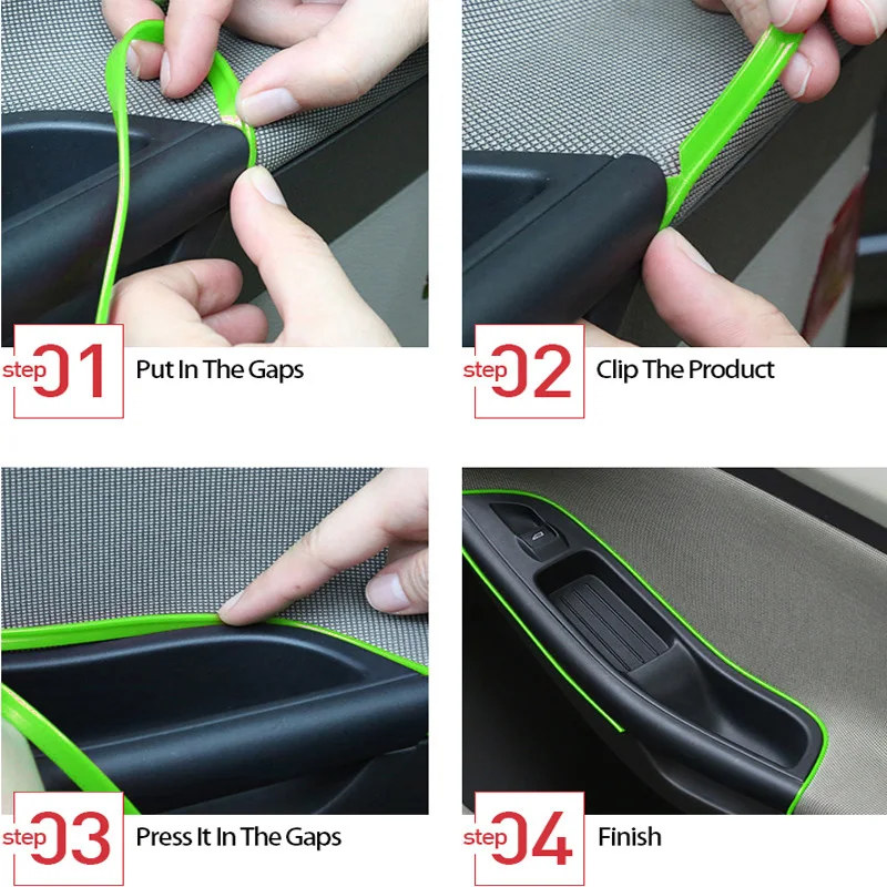 

Green Car Interior Gap Edge Line Insert Molding Trim Strip For Door Center Console Decor 16.4feet 5m Styling Decoration Cable