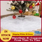 Пушистый коврик, юбка на рождественскую елку, белые рождественские украшения, Новогоднее украшение, 2022 плюшевая юбка, Прямая поставка, Рождественская юбка