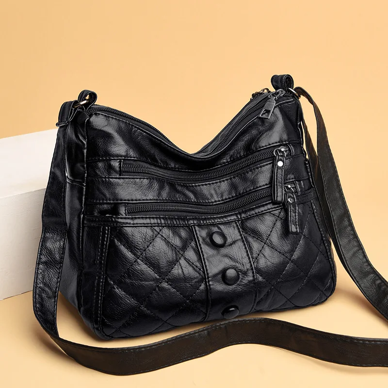 

Fashion Korean Casual Trend Soft Sheepskin Handbag Diamond Lattice Leather Hobo Ladis Hand Women'S Bag Travel Shoulder Winter