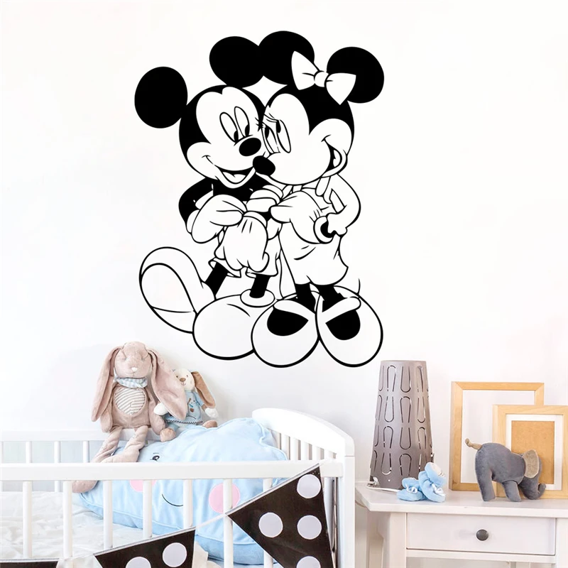 Disney Cartoon Mickey Minnie Wall Stickers For Kids Rooms Nursery Accessories Home Decor Decal Vinyl Mural Art Wallpaper | Дом и сад