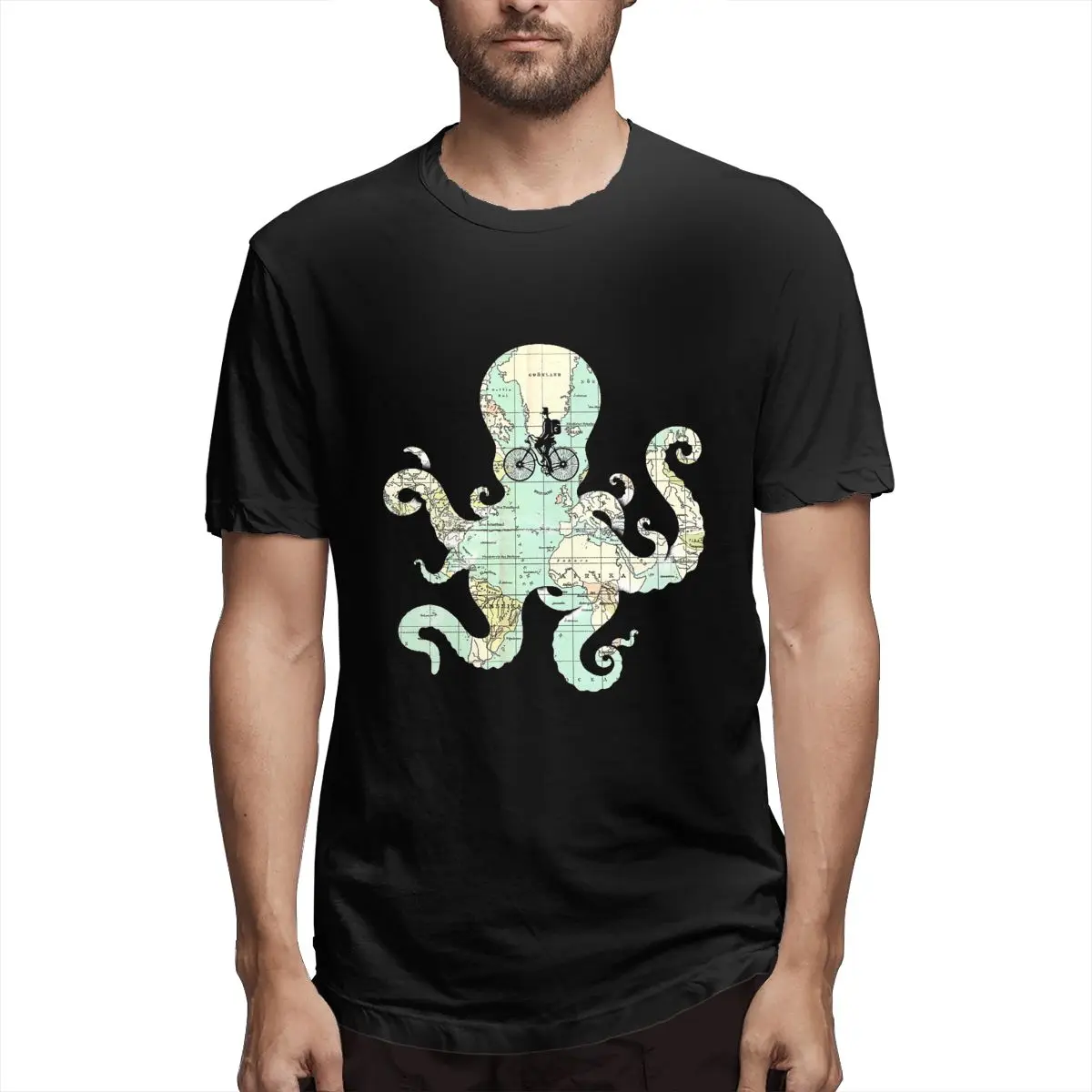 

All Around The World Map Men T Shirts Awesome Tees Short Sleeve Round Collar T-Shirts Cotton Unique Clothes