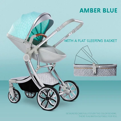 Luxury baby stroller Two-way Baby Pram With Seatable Foldable Light trolly And High View 2 in1 baby carriage images - 6