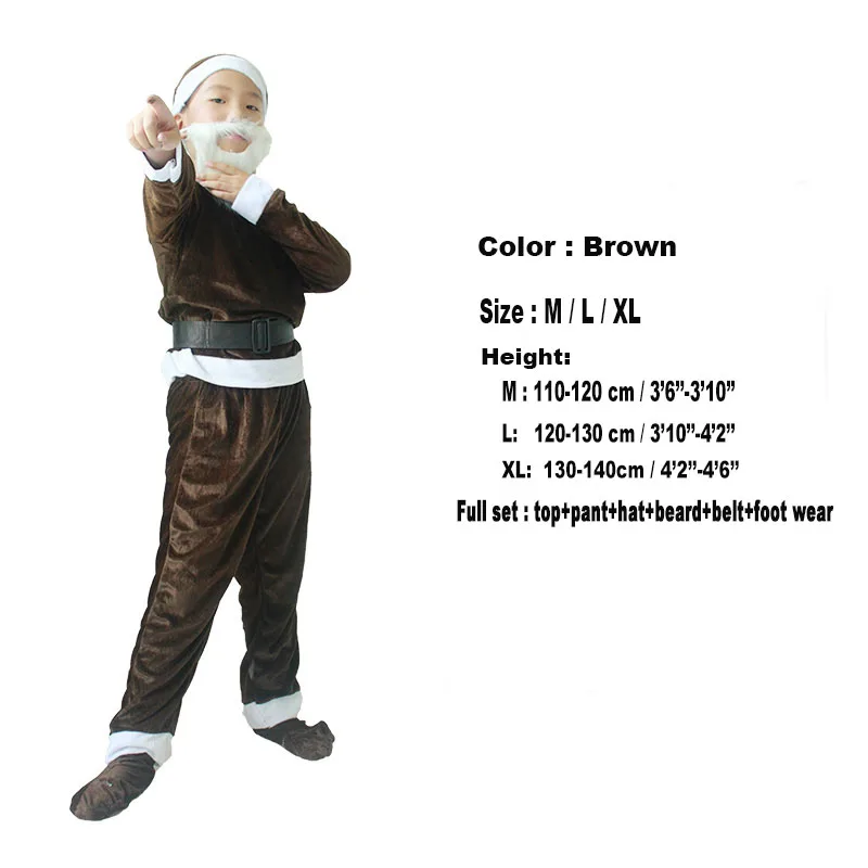 Child Brown Костюм Феи из мультфильма «Семь гномов» Детский карнавальный костюм для мальчиков, карнавальный костюм эльфа, костюм эльфа для детей, топ+ брюки+ борода+ шляпа - Цвет: Child Brown