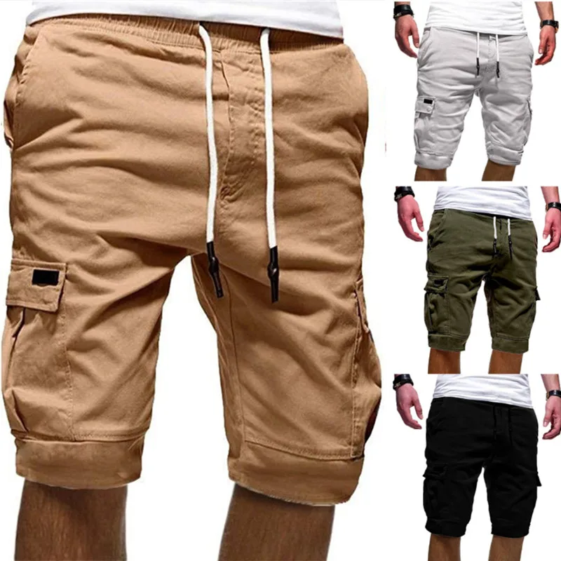 

10 Colors Mens Casual Shorts With Pockets Summer Shorts Elastic Waist Bodybuilding Workout Clothing Army Green Shorts Size 4XL