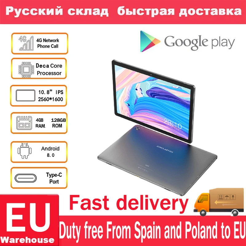 Teclast M18 планшет 10 8 дюймов 4G Phablet Helio X27 Android 0 2560*1600 2 6 GHz Deca core CPU 4GB 128GB 13.0MP + 5.0MP двойная