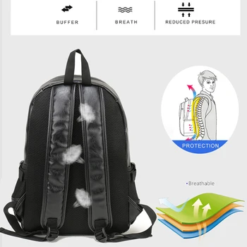 VORMOR Brand Men Backpack Leather School Backpack Bag Fashion Waterproof Travel Bag Casual Leather Book Bag Male