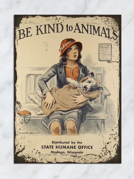 

Retro Shabby Chic Style Be Kind to Animals Girl Metal Sign Tin Wall Door Plaque