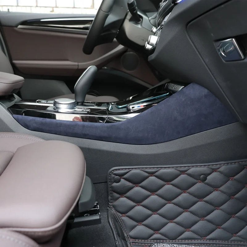 

New Product 2PCS Alcant-a Luxury Short Plush Gearbox Side PlateTrim Cover Car Accessories For BMW X3 G01 IX3 G08 X3M M Sport