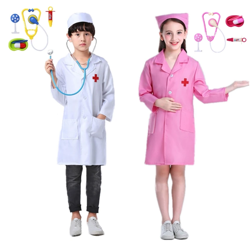 

Halloween Cosplay Costume Children Surgical Uniform Surgical Toy Kid Hospital Cross Veterinary Gown Girl Boy Carnival Party Wear