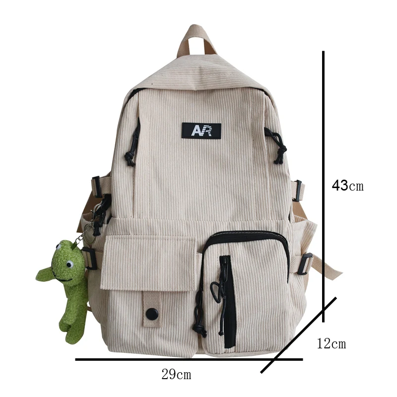 

Female Corduroy Backpack Stripe Women Vintage School Bag For Girls Cute Kawaii Backpack Fashion Ladies Book Bag Harajuku Student