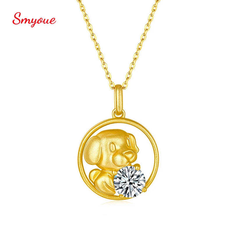 

Smyoue High Quality Unique D 6.5MM Moissanite Pendant Necklace For Women Zodiac Dog Matching Wedding Diamonds Jewelry 925 Silver