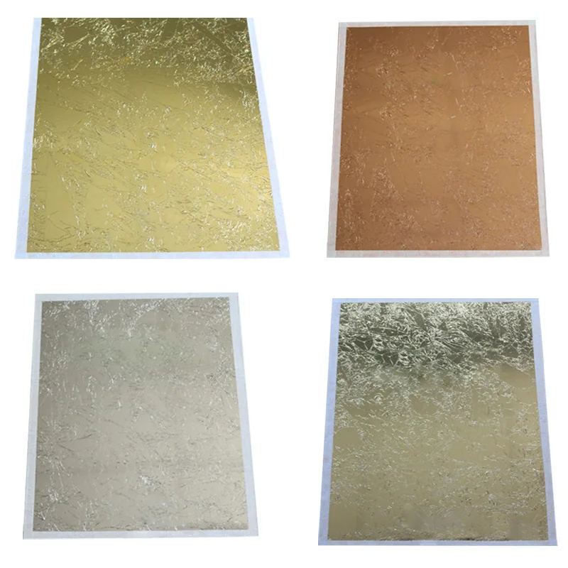 

100Pcs Art Craft Design Paper Gilding Imitation Gold Sliver Copper Foil Papers DIY Craft Decor Leaf Leaves Sheets 14x14cm