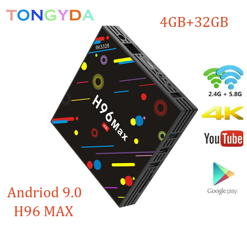 Android 9 0 tv Box H96 Max Rockchip RK3318 4K Smart 2 4G & 5G Wifi BT4.0 4GB 64GB медиаплеер