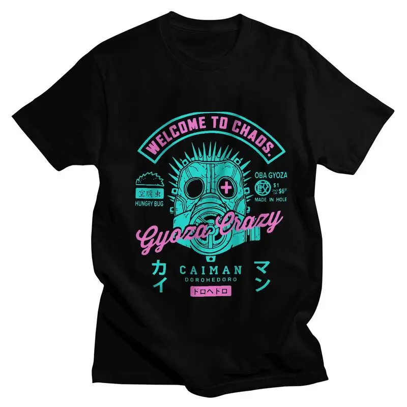 

Футболка Dorohedoro с надписью «Добро пожаловать в хаос», мужские футболки с короткими рукавами с Аниме Манга Кайман, уличная одежда, футболки, ф...
