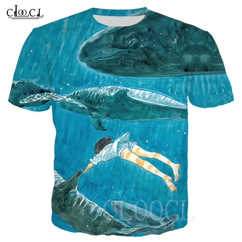 Дети моря футболка мужская одежда в стиле хип хоп 3D горбачей и принтом виде рыбки