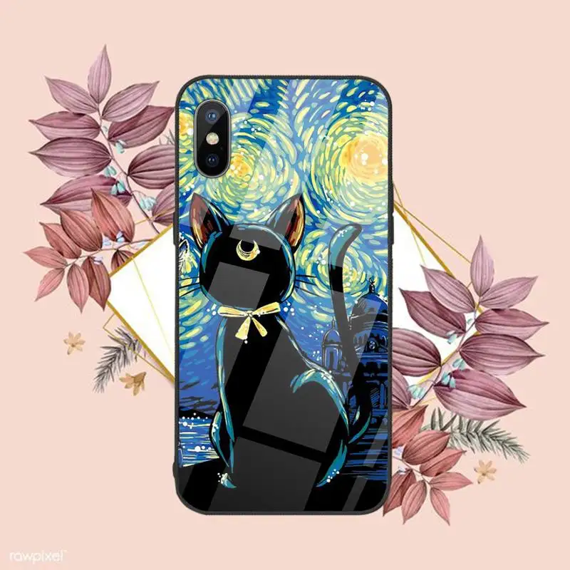 

Sailor Moon Cat Phone Case Tempered glass For iphone 6 6S 7 8 plus X XS XR 11 12 mini PRO MAX
