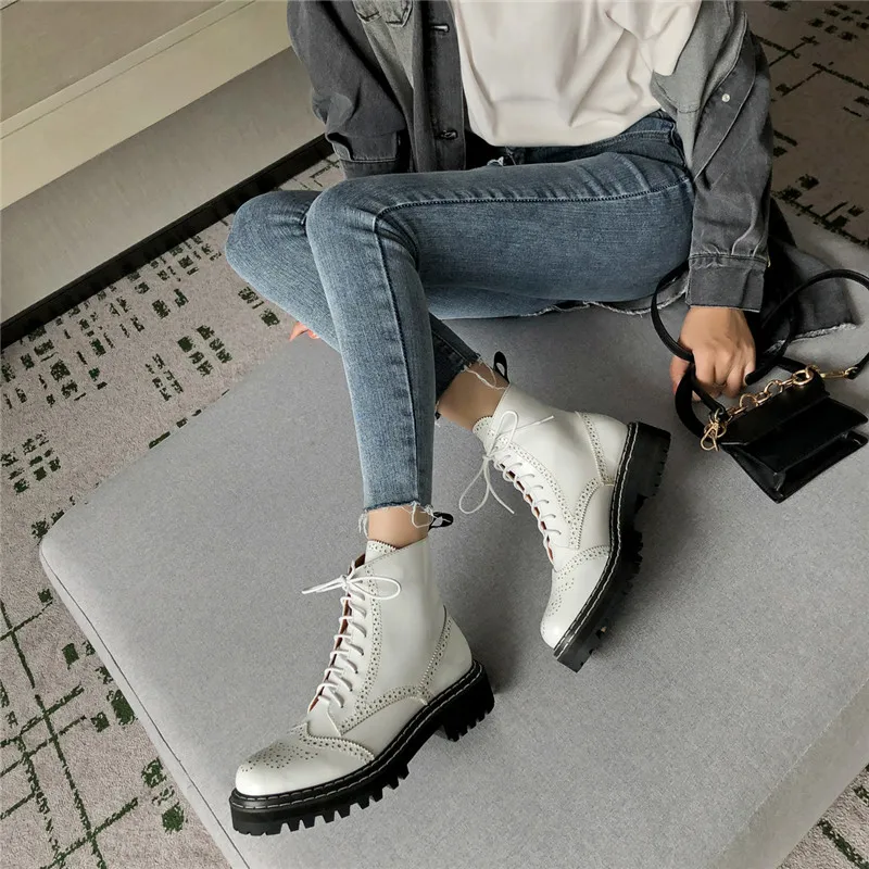 Женские ботильоны из натуральной кожи Dilalula осенне-зимние короткие сапоги для