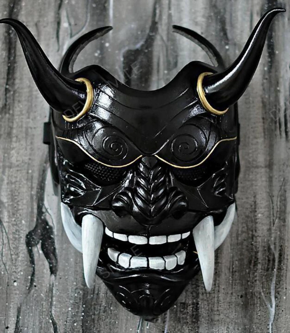 Japanese Ghost Hannya Halloween Masquerade Cospaly Mask Prajna Half Face Masks Samurai Horror Skull Party For Adult | Тематическая