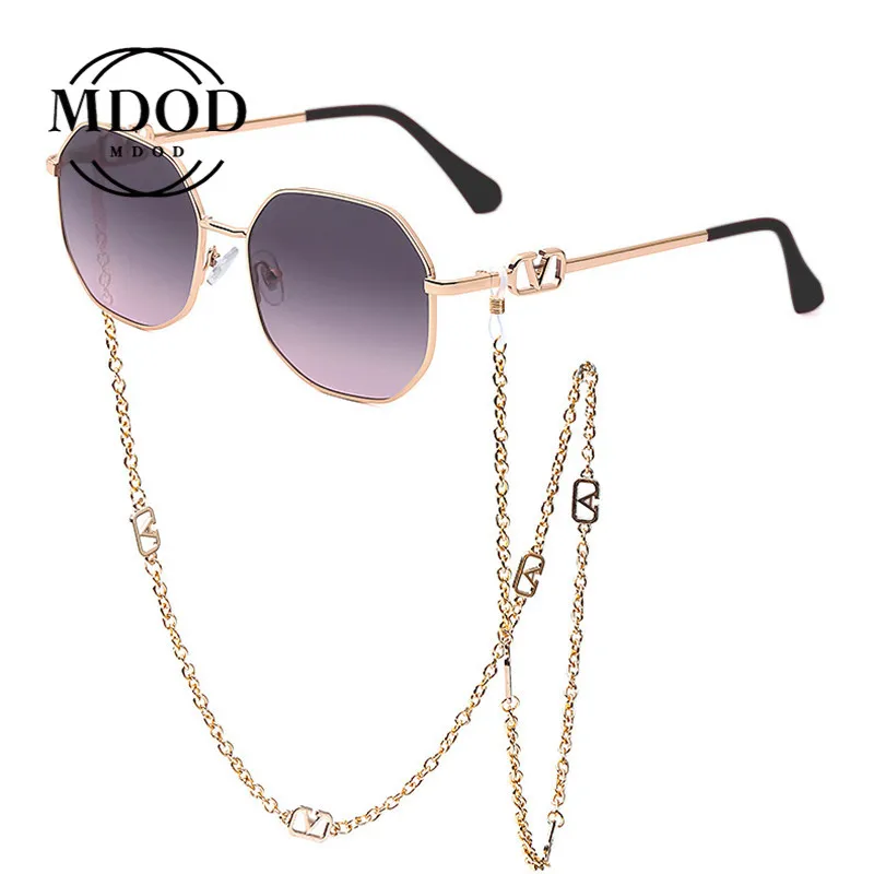 

2021 Chain Sunglasses Women New Anti-dropping Chain Lanyard Irregular Goggles Ladies Luxury Birthday Gift Brand High-end Elegant