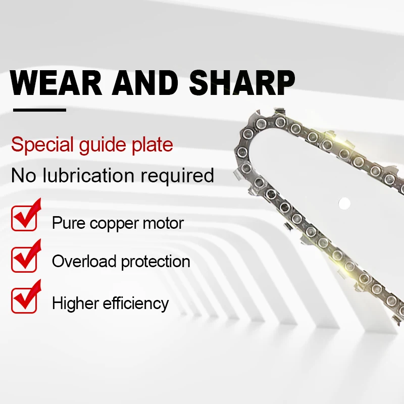 

1080W Electric Chain Saw Lithium Battery Rechargeable Mini Pruning One-handed Garden Tool With Chain Saws Woodworking Tool