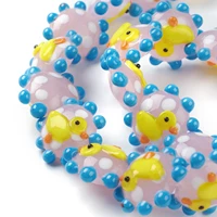 20pcs duck pattern colorful flower handmade lampwork beads lovely girls earrings bracelet necklace charms for diy jewelry making