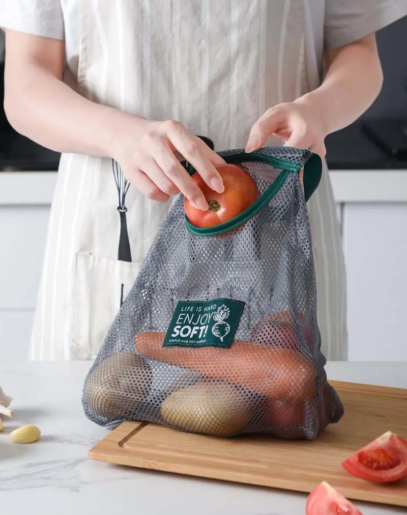 Hanging Vegetables Shopping Storage Bags Shopper Tote Mesh Net Woven Cotton Washable Shoulder Bag Home Kitchen Hand Totes | Дом и сад