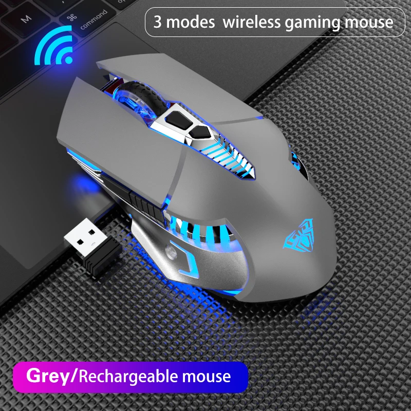 

Wireless Gaming Mouse Rechargeable Silent Ergonomic 7 Keys Bluetooth3.0/5.0 USB 2400 DPI mouse For Laptop Computer Pro Gamer PC