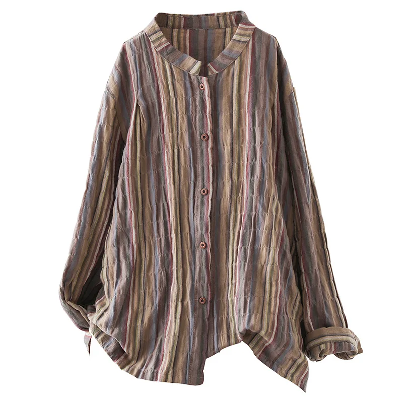 Осенняя блузка Мода ретро свободная женская рубашка 2019 Новая v-образный вырез с