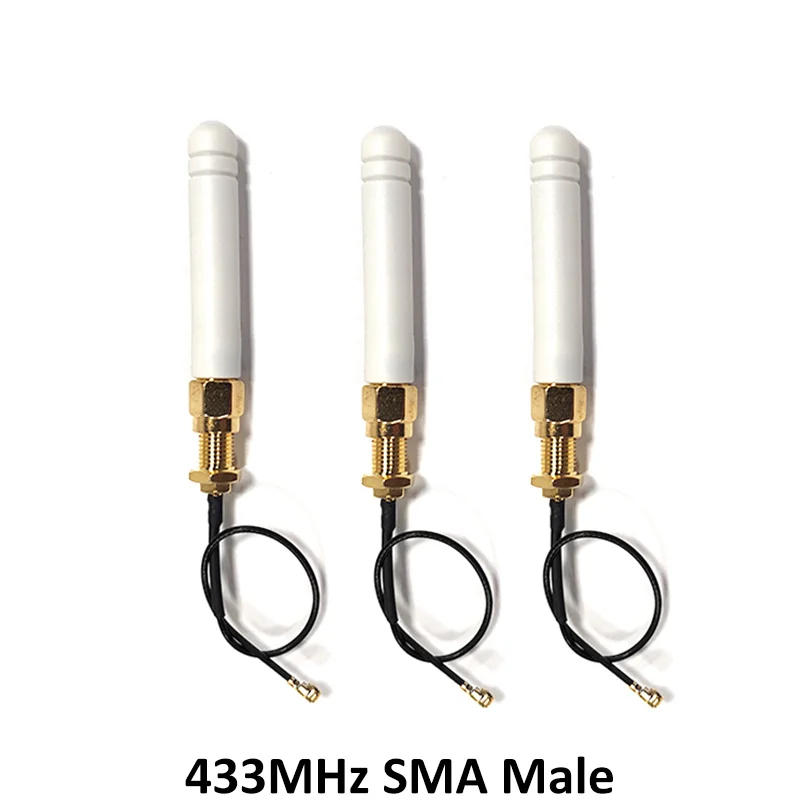 GRANDWISDOM 10p 433mhz antenna 2-3dbi sma male lora antene iot module lorawan antene ipex 1 SMA female pigtail Extension Cable