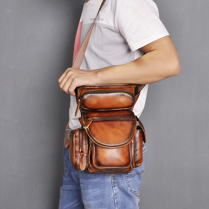 Сумка мессенджер мужская из натуральной кожи на плечо 3109|waist belt pack|drop leg bagleg bag |