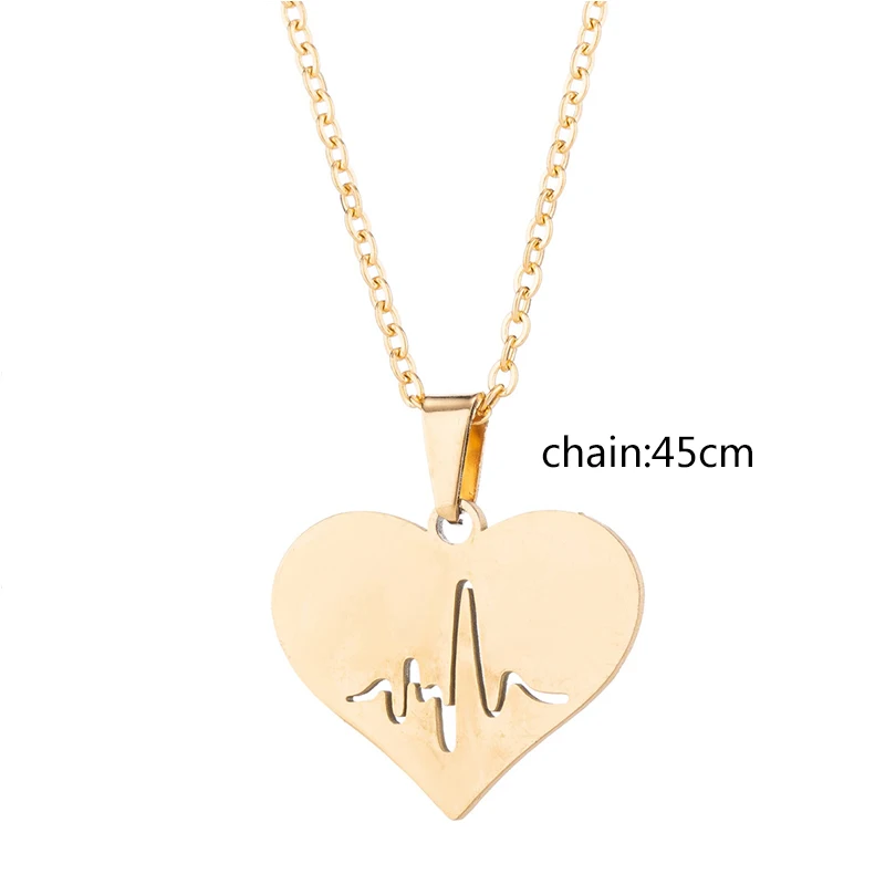 necklace Серебряные ожерелья из нержавеющей стали, женские парные подвески в форме сердцебиения, Женские аксессуары, модные ожерелья, набор украшений для шеи - Окраска металла: necklace